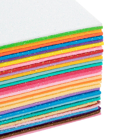 Пористая резина/фоамиран А4, 2 мм, НАБОР, 30 листов, 30 цветов, яркие цвета, блестки, ОСТРОВ СОКРОВИЩ, 665666 - фото 6