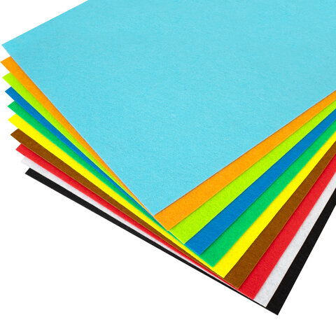 Фетр супер жесткий А4, 1 мм, 10 листов, 10 цветов, плотность 160 г/м2, ОСТРОВ СОКРОВИЩ, 665667 - фото 4