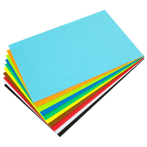 Фетр супер жесткий А4, 1 мм, 10 листов, 10 цветов, плотность 160 г/м2, ОСТРОВ СОКРОВИЩ, 665667 - фото 3