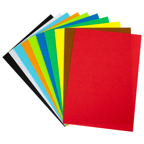 Фетр супер жесткий А4, 1 мм, 10 листов, 10 цветов, плотность 160 г/м2, ОСТРОВ СОКРОВИЩ, 665667 - фото 2
