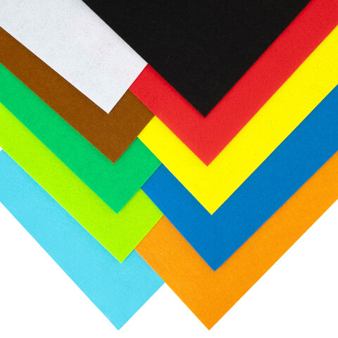 Фетр супер жесткий А4, 1 мм, 10 листов, 10 цветов, плотность 160 г/м2, ОСТРОВ СОКРОВИЩ, 665667 - фото 5