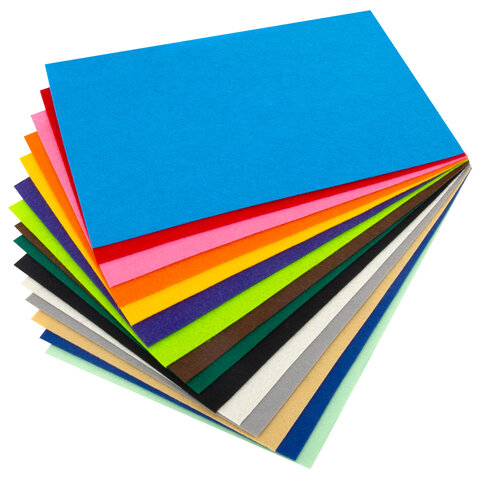 Фетр жесткий А4, 1 мм, 15 листов, 15 цветов, плотность 160 г/м2, ОСТРОВ СОКРОВИЩ, 665668 - фото 7