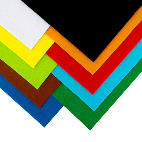 Фетр мягкий утолщенный А4, 2 мм, 10 листов, 10 цветов, плотность 250 г/м2, ОСТРОВ СОКРОВИЩ, 665669 - фото 4