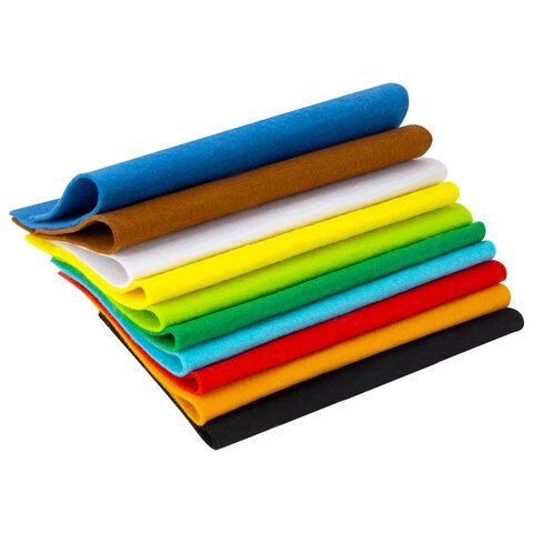 Фетр мягкий утолщенный А4, 2 мм, 10 листов, 10 цветов, плотность 250 г/м2, ОСТРОВ СОКРОВИЩ, 665669 - фото 6