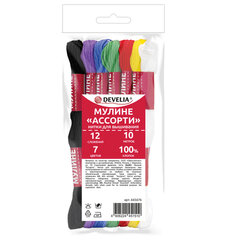Нитки для вышивания (мулине), набор 7 цветов &laquo;Школьный&raquo;, 10 м, хлопок, DEVELIA (Девелиа), 665676