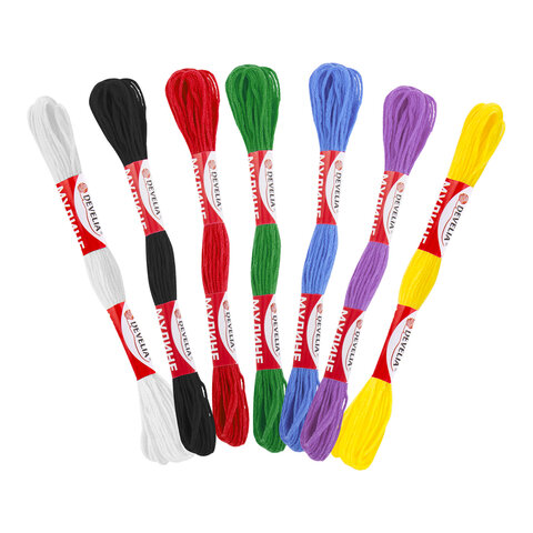 Нитки для вышивания (мулине), Набор 7 цветов "Школьный", 10 м, хлопок, DEVELIA (Девелия), 665676