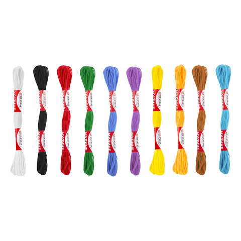 Нитки для вышивания (мулине), Набор 10 цветов, 10 м, хлопок, DEVELIA (Девелия), 665677