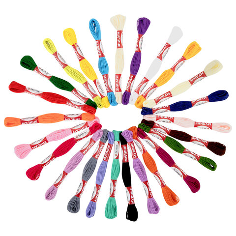 Нитки для вышивания (мулине), Набор 25 цветов, 10 м, хлопок, DEVELIA (Девелия), 665678