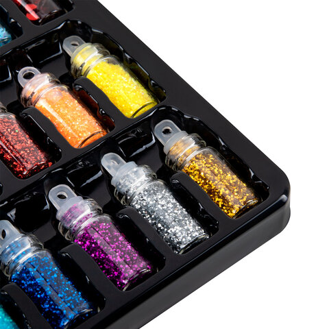 Блестки для декора НАБОР 24 вида по 2 грамма, в стеклянных тубах, ОСТРОВ СОКРОВИЩ, 665680 - фото 4