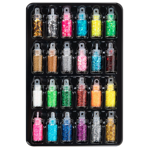 Блестки для декора НАБОР 24 вида по 2 грамма, в стеклянных тубах, ОСТРОВ СОКРОВИЩ, 665680 - фото 3