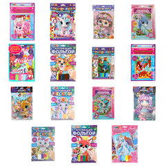 Аппликация АССОРТИ 15 видов, 17&times;23 см, перья, эва, фольга, мозаика, на картоне, МУЛЬТИ АРТ, 5933