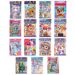 Аппликация АССОРТИ 15 видов, 17х23 см, перья, эва, фольга, мозаика, на картоне, МУЛЬТИ АРТ, 5933