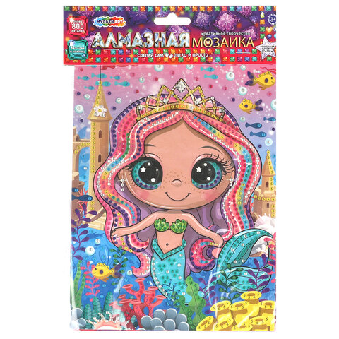 Алмазная мозаика детская АССОРТИ 10 видов, 17х23 см, на картоне, МУЛЬТИ АРТ, 5940 - фото 2