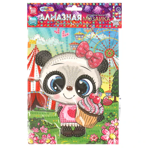 Алмазная мозаика детская АССОРТИ 10 видов, 17х23 см, на картоне, МУЛЬТИ АРТ, 5940