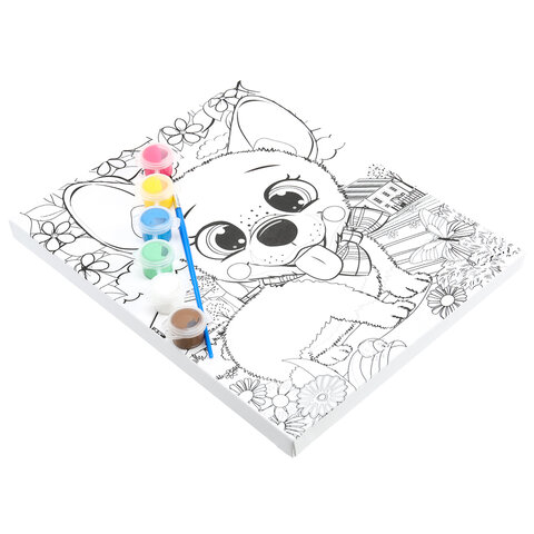 Картина детская по контуру, АССОРТИ 7 видов, 20х25 см, на подрамнике, акрил, кисти, МУЛЬТИ АРТ, 8084 - фото 7