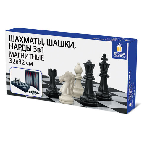 Шахматы, шашки, нарды "3 в 1", магнитные ХИТ, доска 32х32 см, ЗОЛОТАЯ СКАЗКА, 665764 - фото 17