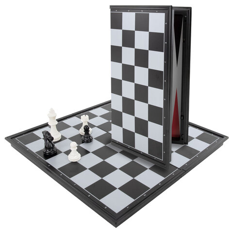 Шахматы, шашки, нарды "3в1", магнитные ХИТ, доска 32*32см, ЗОЛОТАЯ СКАЗКА, 665764