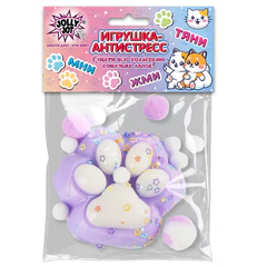 Игрушка-антистресс &laquo;ДВУХЦВЕТНАЯ КОШАЧЬЯ ЛАПКА С ПОМПОНАМИ&raquo;, 7&times;6 см, ассорти 4 вида, дисплей, JOLLY JOT (ДЖОЛЛИ ДЖОТ), 665768