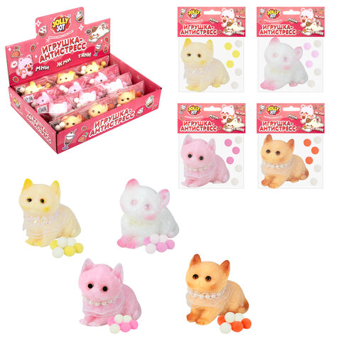 Игрушка-антистресс "КОТИК", 6 см, ассорти 4 цвета, дисплей, JOLLY JOT (ДЖОЛЛИ ДЖОТ), 665772