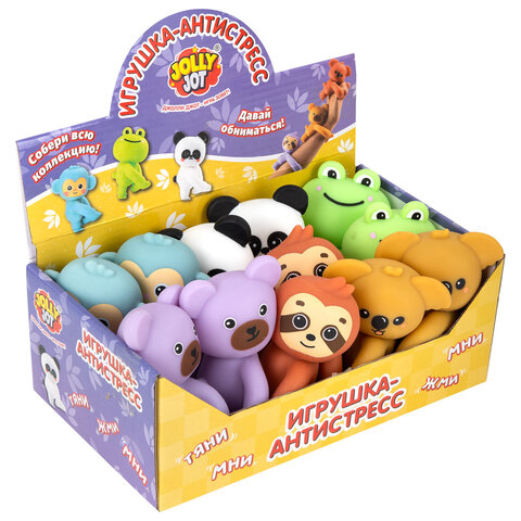 Игрушка-антистресс "ЗВЕРЮШКА-ОБНИМАШКА", ассорти 6 видов, дисплей, JOLLY JOT (ДЖОЛЛИ ДЖОТ), 665785