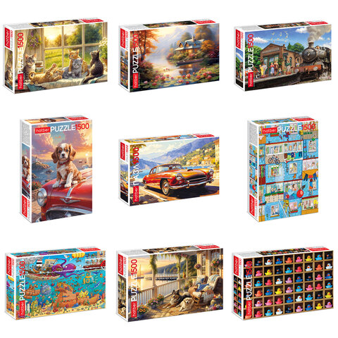 Пазл картонный 1500 элементов АССОРТИ, 670х480 мм, HATBER