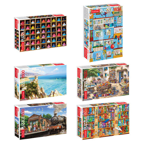 Пазл картонный 1500 элементов АССОРТИ, 670х480 мм, HATBER