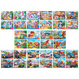 Пазлы картонные 12 элементов + 54 элемента, КОМПЛЕКТ 32 шт., поле 17,5х13 см, РК