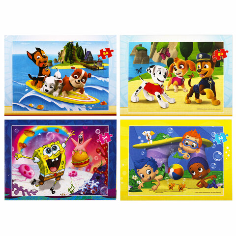 Пазлы картонные 54 элемента "Лицензионные сюжеты", КОМПЛЕКТ 30 шт., поле 17,5х13 см