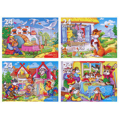 Пазлы картонные 24 элемента, КОМПЛЕКТ 40 шт., поле 17,5 х 13 см, РК