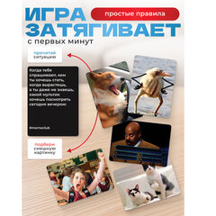 Настольная игра в мемы, "MemeClub Семейный", 99 карточек-мемов, 99 двусторонних карточек-ситуаций, 11х15х8 см, 7+, ZUBRO Games, 20021