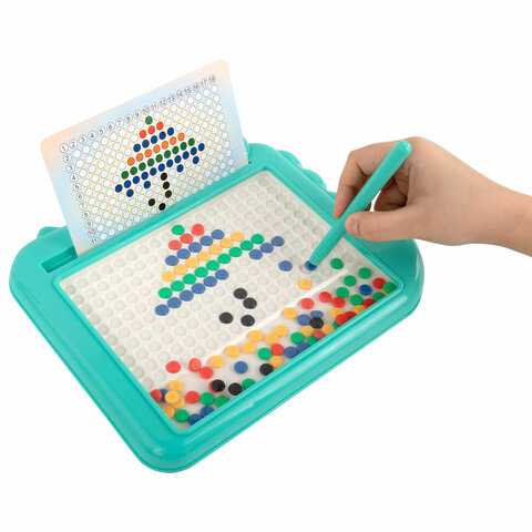 Мозаика магнитная развивающая для детей "Крокодил", стилус, 101 магнит, 10 карточек, BAMBOX, 665890