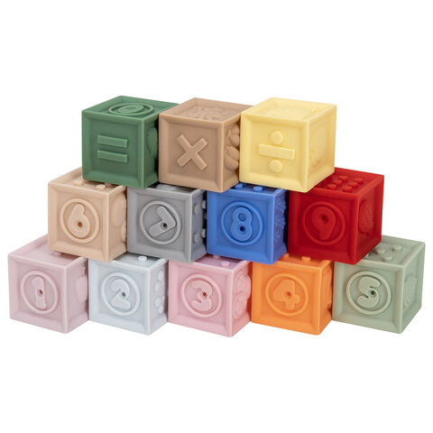 Тактильные кубики пастельные сенсорные ЭКО 12 штук, BAMBOX BABY (БАМБОКС БЭБИ), 665901