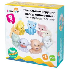 Тактильные игрушки, "Животные", сенсорные развивающие, ЭКО, 9 штук, BAMBOX BABY (БАМБОКС БЭБИ), 665906