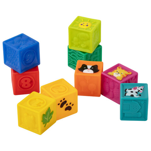 Тактильные кубики, сенсорные игрушки развивающие, ЭКО, 9 штук, BAMBOX BABY (БАМБОКС БЭБИ), 665908