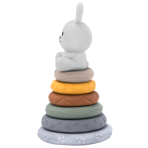 Тактильная игрушка-сортер, пирамидка "Зайчик", 7 элементов, сенсорная развивающая, ЭКО, BAMBOX BABY (БАМБОКС БЭБИ), 665913 - фото 3