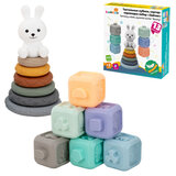 Набор тактильных игрушек-сортеров развивающих, пирамидка "Зайчик", кубики, 13 элементов, ЭКО, BAMBOX BABY (БАМБОКС БЭБИ), 665914