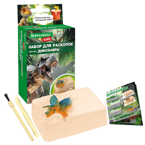 Набор для раскопок 8,5х16 см, карточка, инструменты, 3 вида ассорти, BRAUBERG KIDS, 665916 - фото 2