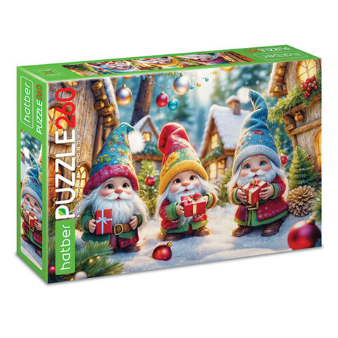Пазл картонный НОВОГОДНИЙ 260 элементов АССОРТИ, 220х330 мм, HATBER - фото 9