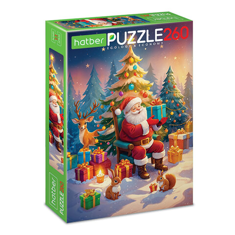 Пазл картонный НОВОГОДНИЙ 260 элементов АССОРТИ, 220х330 мм, HATBER - фото 2