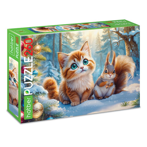 Пазл картонный НОВОГОДНИЙ 260 элементов АССОРТИ, 220х330 мм, HATBER - фото 8
