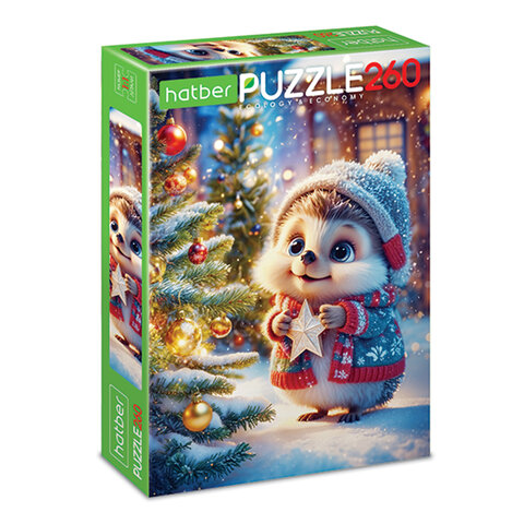 Пазл картонный НОВОГОДНИЙ 260 элементов АССОРТИ, 220х330 мм, HATBER - фото 3