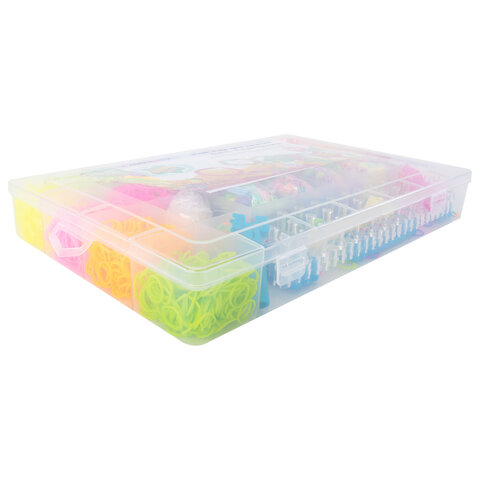 Набор резинок для плетения украшений 8000 шт, 22 цвета, бокс, бусины, станок, BamBox, 665975