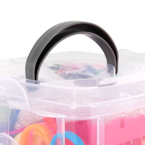 Набор резинок для плетения украшений 3000 шт, 15 цветов, бокс, бусины, станок, BamBox, 665976