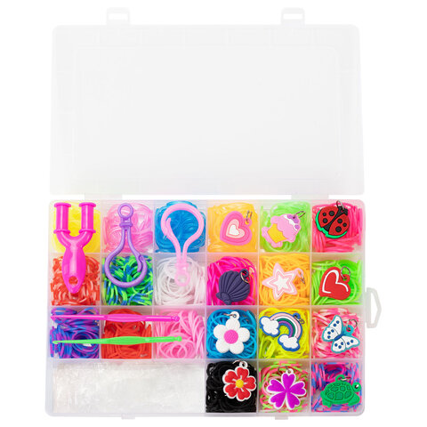 Набор резинок для плетения украшений 1 000 шт., 21 цвет, бокс, бусины, BAMBOX (БАМБОКС), 665978 - фото 3
