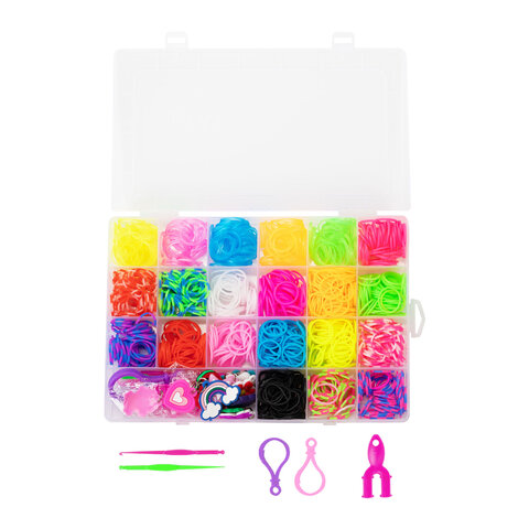 Набор резинок для плетения украшений 1 000 шт., 21 цвет, бокс, бусины, BAMBOX (БАМБОКС), 665978 - фото 2