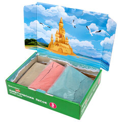 Песок для лепки кинетический, 3 цвета, 3 кг, коробка-песочница, BRAUBERG KIDS, 666009