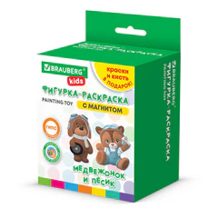 Фигурка-раскраска из гипса "С магнитом", с красками и кистью, ассорти, BRAUBERG KIDS, 666010