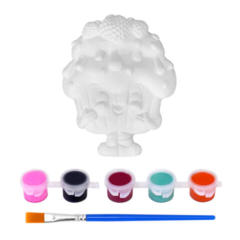 Фигурка-раскраска из гипса "С открыткой", с красками и кистью, ассорти, BRAUBERG KIDS, 666011