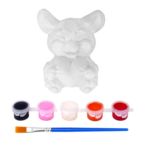 Фигурка-раскраска из гипса "С открыткой", с красками и кистью, ассорти, BRAUBERG KIDS, 666011