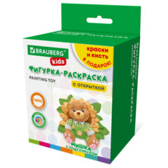 Фигурка-раскраска из гипса &laquo;С открыткой&raquo;, с красками и кистью, ассорти, BRAUBERG KIDS, 666011
